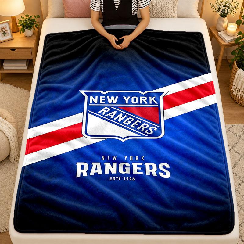 Flannel BlanketNew York Rangers Warm Soft Throw Blanket for Indoor Sofa Bed Living Room Use