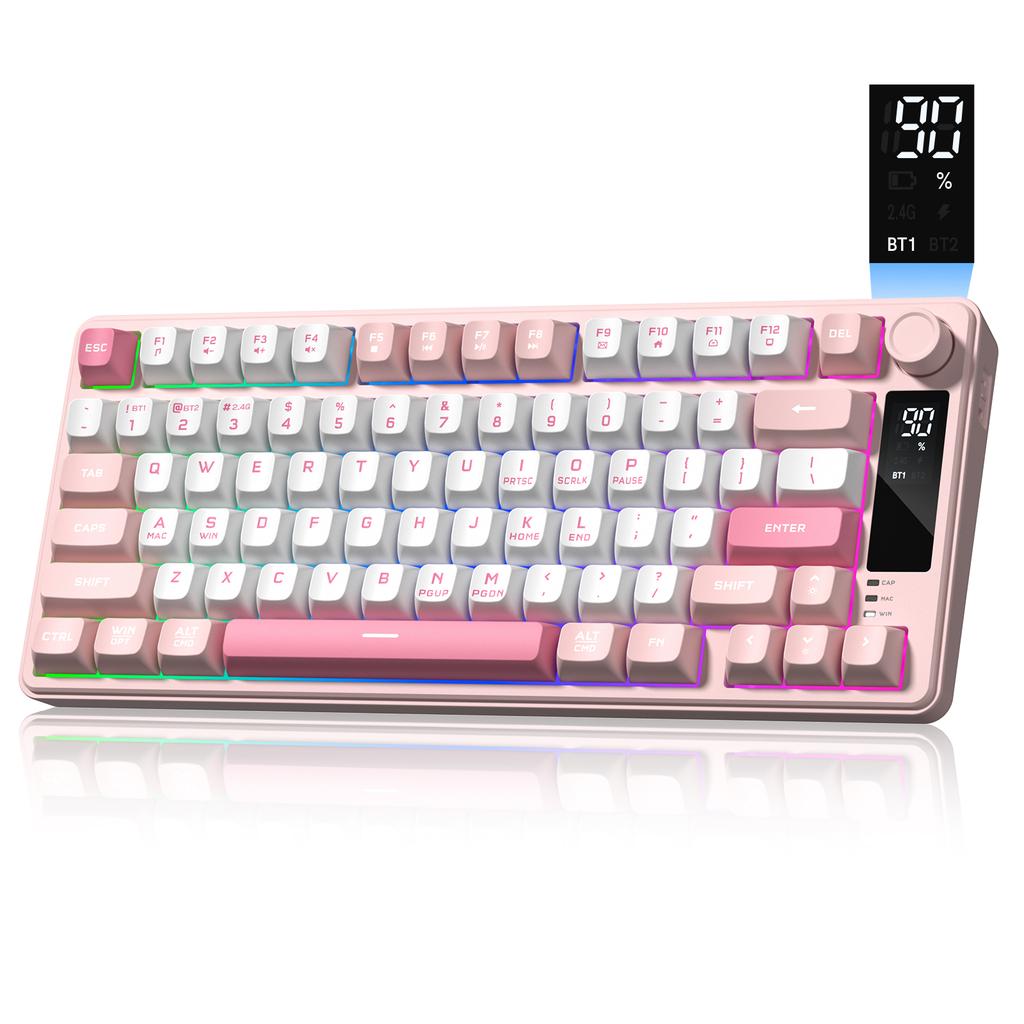 Xiaomi Womier DK75 Wireless Membrane Keyboard 3 Mode Bluetooth Multi-Function Knob Display Screen RGB Backlit Keyboard E-sports Gamer