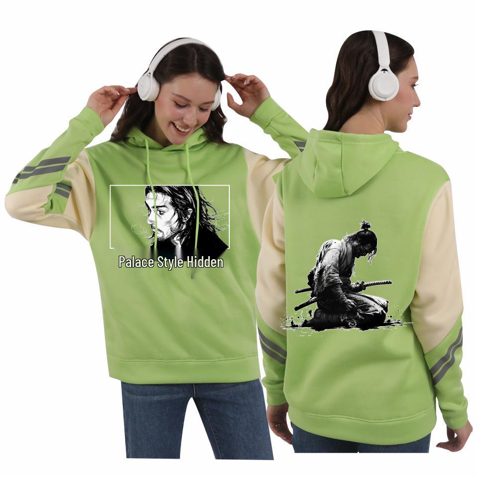 Vagabond Miyamoto Musashi Unisex Patchwork Fleece Hoodie for Autumn/Winter