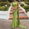Women's new summer models, European and American women's clothing, fashionable and elegant banquet dresses, solid-color off-the-shoulder dresses