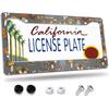 License Plate Frame,Floral Retro Daisys License Plate Frames Decorative Car Tag Frames Aluminum Metal License Plate Holder For US Canada Standard