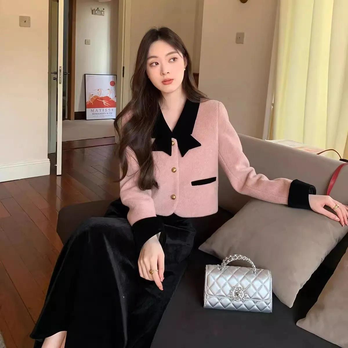 

Женский элегантный черный удлиненный комплект платья и теплого пальто большого размера для осени/зимы 4XL [Recommended for 90-100 kg]