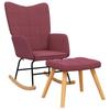 Rocking Chair with Footstool Fabric Burgundy