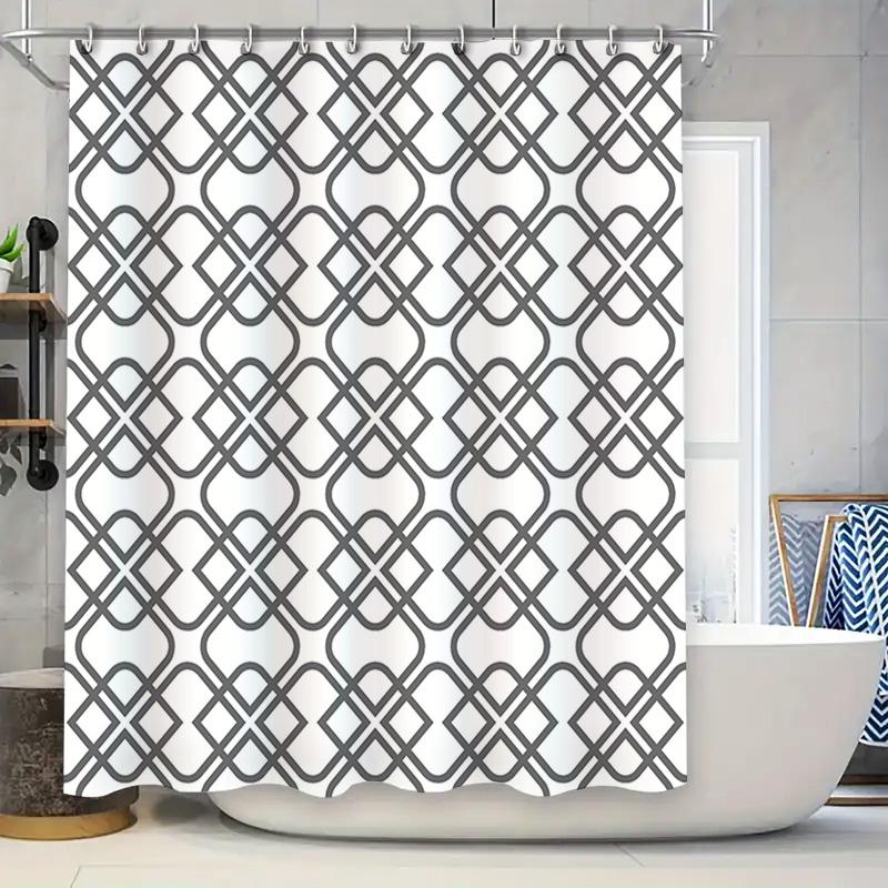 

Modern Geometric Shower Curtain With Black White Pattern Decor For Bathroom Perfect Addition To Your Home S Style! (180X180Cm) ( W60H190(CM)-1 Pcs