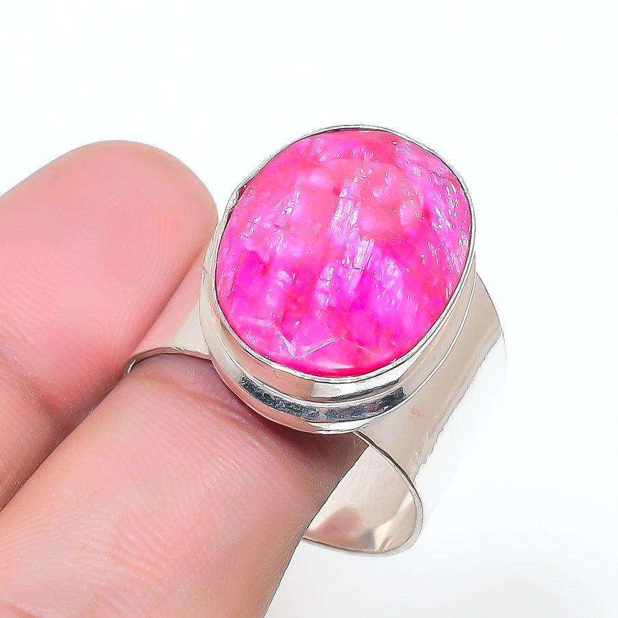 Natural Red Jade Gemstone 925 Sterling Silver Jewelry Ring Size 11.5 AR-17003
