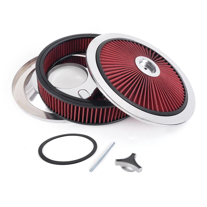 RASTP-14" x 3" Round Super Flow Thru Air Cleaner Filter Washable For 5-1/8 Carb Neck OFI149