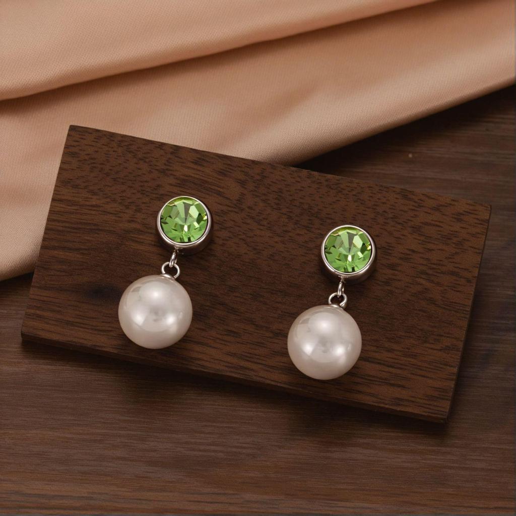 Pearl Birthstone Stainless Steel Stud Earrings - Versatile, High-End, Chic Women's Accessories
