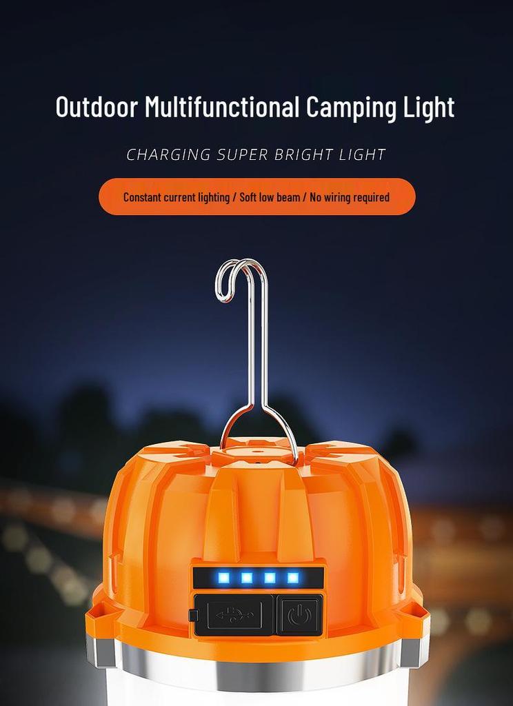 Rechargeable Multi-Functional Super Bright Camping Lantern with Long Battery Life for Emergency and Night Market Lighting