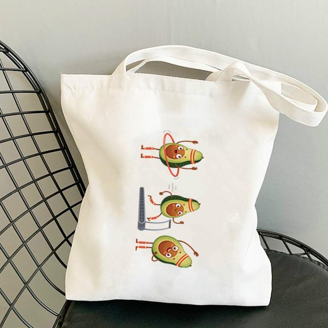Avocado Bags 2021 Tote for Women Canvas Summer Shopper Bag Women's Handbag Designer Handbags Fabric Printed Shoping Anime Woman