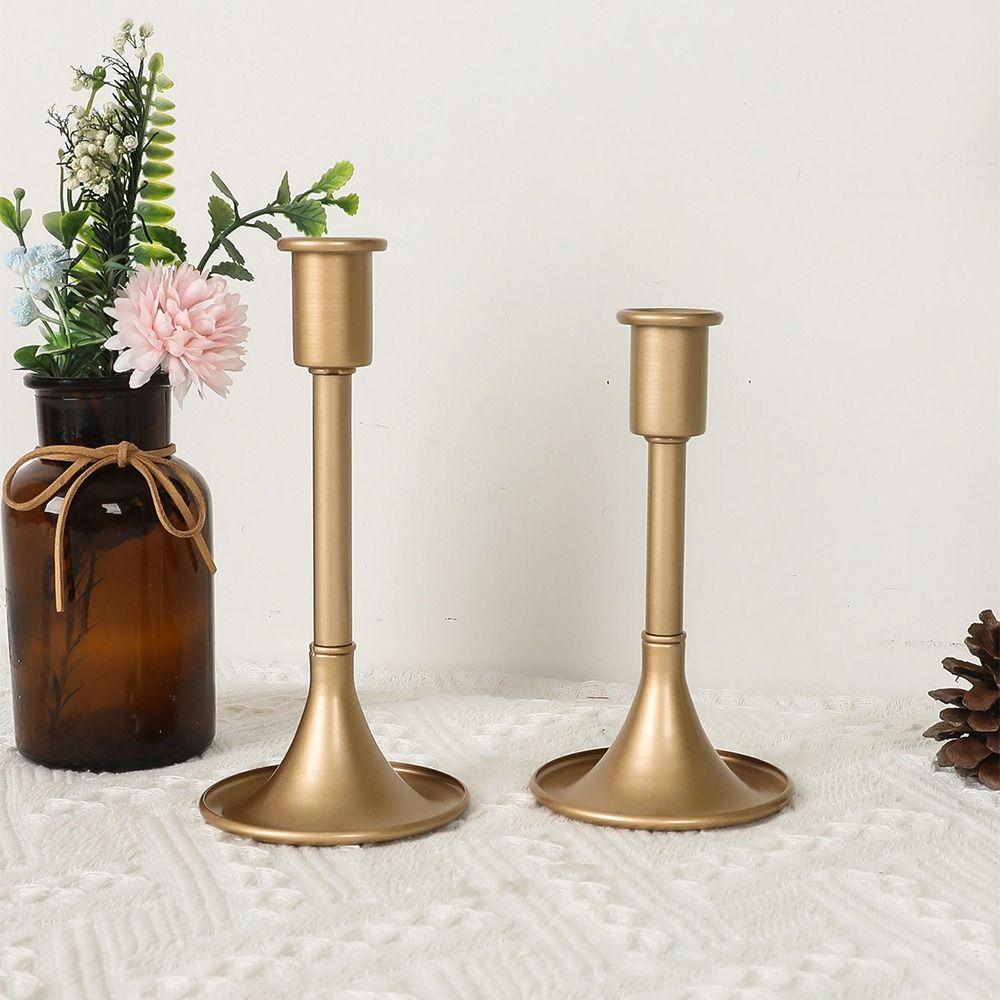 Iron Taper Candle Stand Retro Vintage Candlestick Holder Gold Taper Candle Stick  Home Decoration