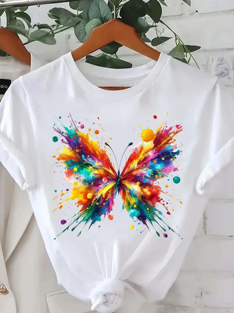 (Asian Size) butterfly cute 90s Tee Clothing Lady Female Top Printed Women Casual T Shirt Fashion Graphic Short Sleeve T-shirts