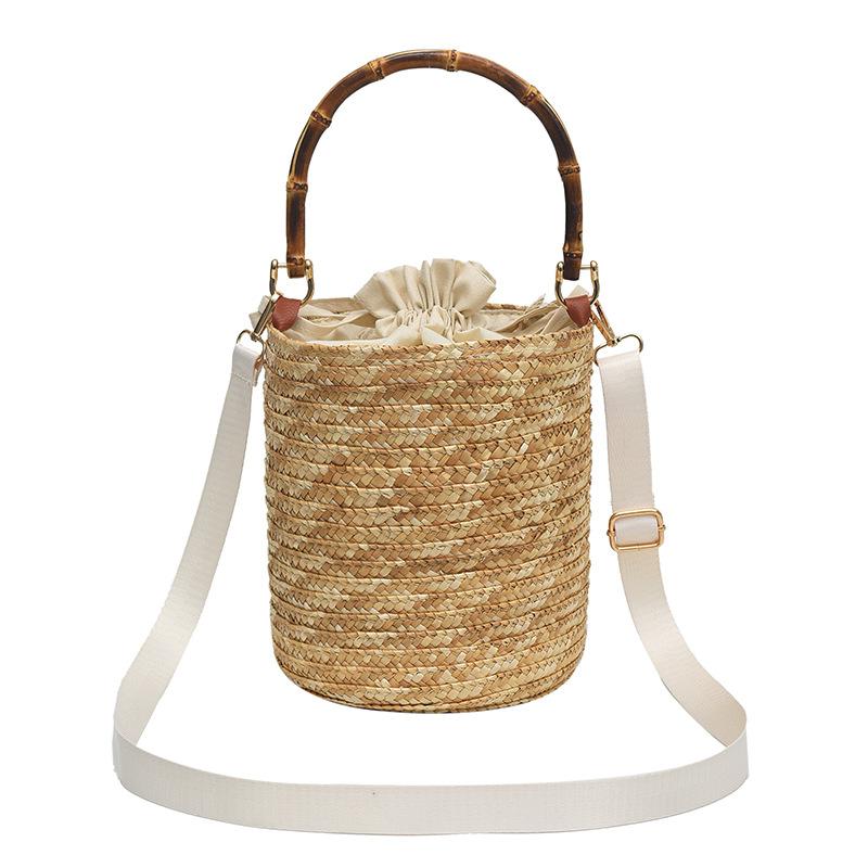 Beach Vacation Handbag Women's 2025 New Fashion Niche Shoulder Bag Crossbody Bucket Bag Straw Bag