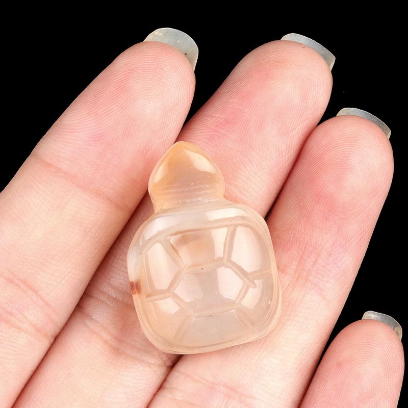 Turtle Crystal Agate Miniature: Hand-Carved Semi-Precious Stone Ornament