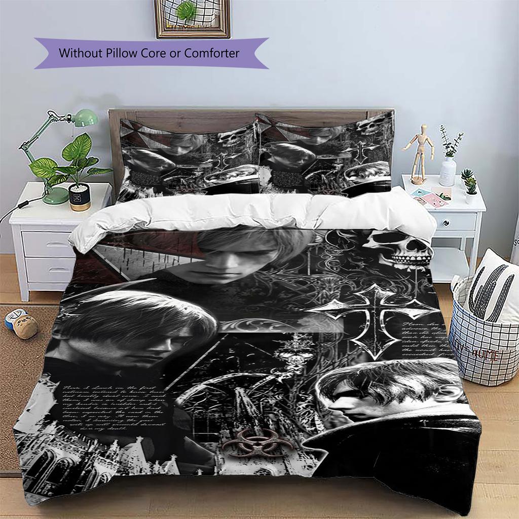 Leon Kennedy Pattern Bedding Set Quilt Cover Pillowcase Home Decor Gift (1 * duvet cover + 2 * pillowcase, without core)