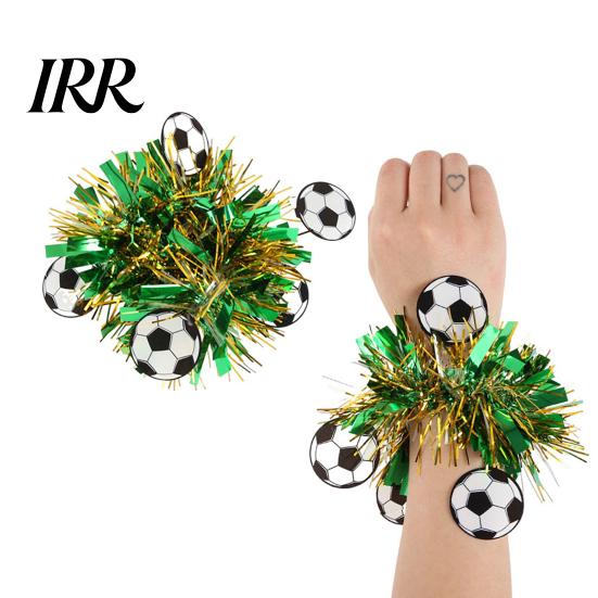 Sports Fan Wrist Accessory Soccer Theme Flower Cheerleader Pom Wristband Game Performance Football Gear Dance Ball for Events Day Party Favors