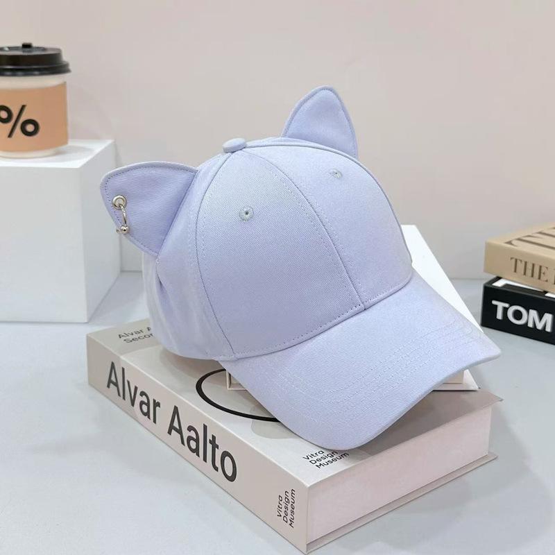 New Adjustable Hat Solid Color Cute Cat Ears Baseball Cap Trendy Cartoon Dad Hat Casual Couple Sun Hats For Women
