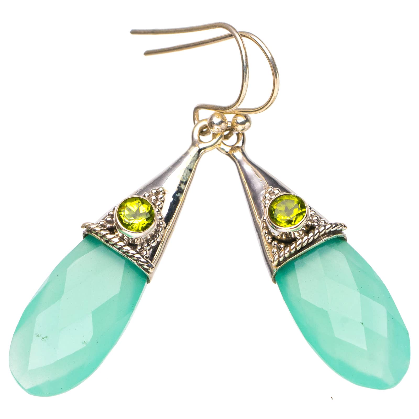 

StarGems® Natural Chalcedony Peridot Handmade 925 Sterling Silver Earrings 1.75 E6726