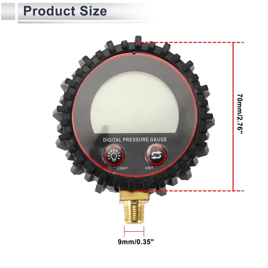 RATCHROLL 1 Pc Universal Tire Pressure Gauge 255PSI 2.76" Digital Pressure Gauge No