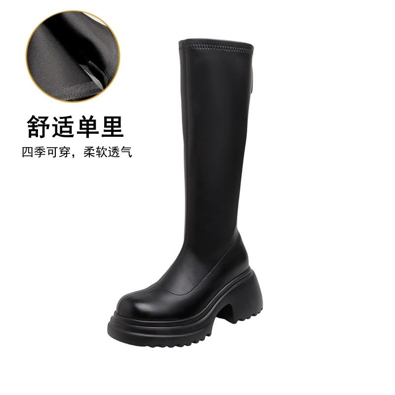 Neue Spot Stiefel 2025 Stiefel Vielseitige Plateauabsätze Braun Hohe Stiefel Vielseitige Stiefel Weiblicher Ritter