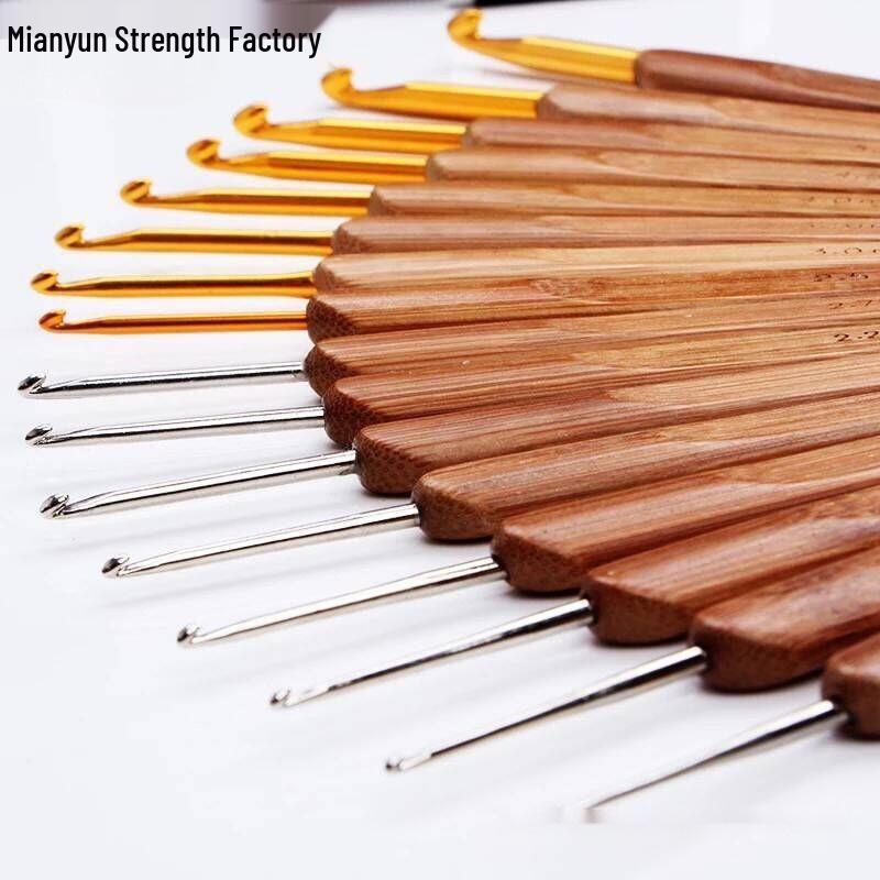 Blood Sandalwood Handle Crochet Hook - Non-slip Handmade Micro Needle for Yarn and Knitting with Safety Pin