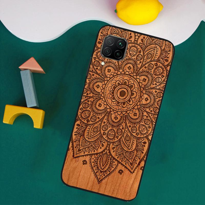 Mandala Floral Wood Case For Huawei P30 Pro P20 P40 Lite Nova 8i 3i 7i 11i 9 10 SE 5T Y60 Y61 Y70 Y90 Y91 Cover