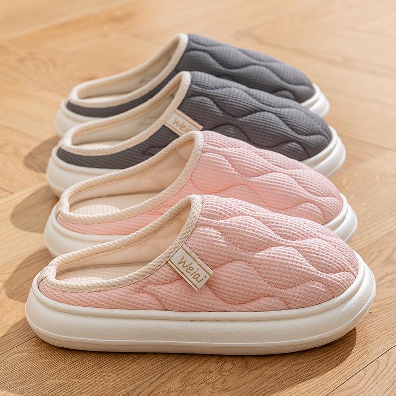 Cixi cotton slippers for home use in winter indoor home non-slip plush warm couple in winter