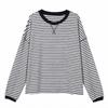 Women S Loose Fit Striped Long Sleeve Round Neck T Shirt Inner Wear