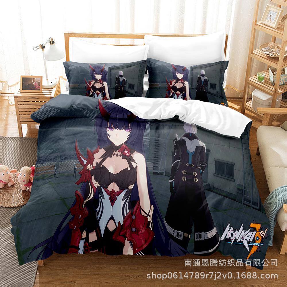 2014 Honkai Impact 3 Bedding Set Single Twin Full Queen King Size Kawaii Girl Bed Set Teenager Bedroom Duvetcover Sets 3D Print