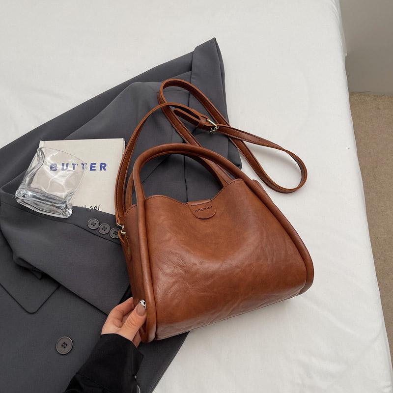 Women's New Shoulder Bag, Solid Color Artificial Leather Handbag, Fashionable Casual Crossbody Bag