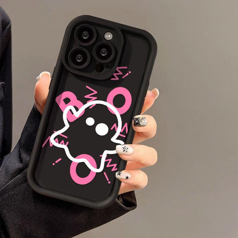 Cute Little Ghost for iPhone17PorMax Mobile Phone Case 14 Apple 13 Matte 12/15 Fine Hole Anti-drop