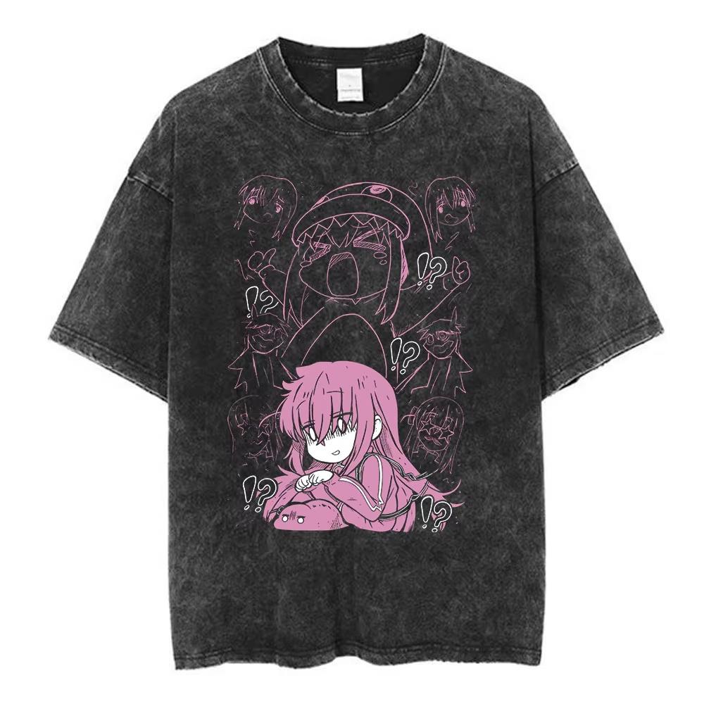 2026 Estate Saldo Estivo Vintage Lavato Anime Bocchi The Rock Gotoh Hitori Kessoku Band Maglietta Uomo Donna Maglietta Oversize Vintage