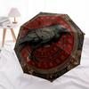 Rune Raven  pattern, automatic folding umbrella, portable and foldable design, 8 ribs, a Christmas or birthday gift.