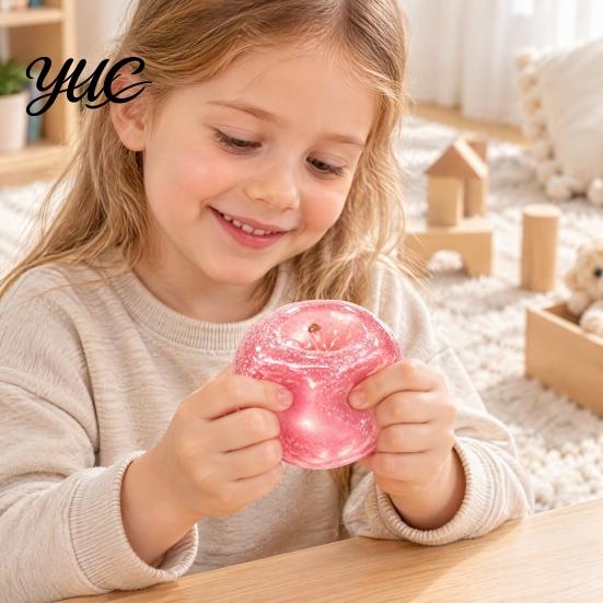 Desk Accessories for Adults Apple Ice Sand Squishy Fidget Toy, Slow Rising Squeeze Stress Relief Toys Transparent Fruit Sensory Toy Kids Soft