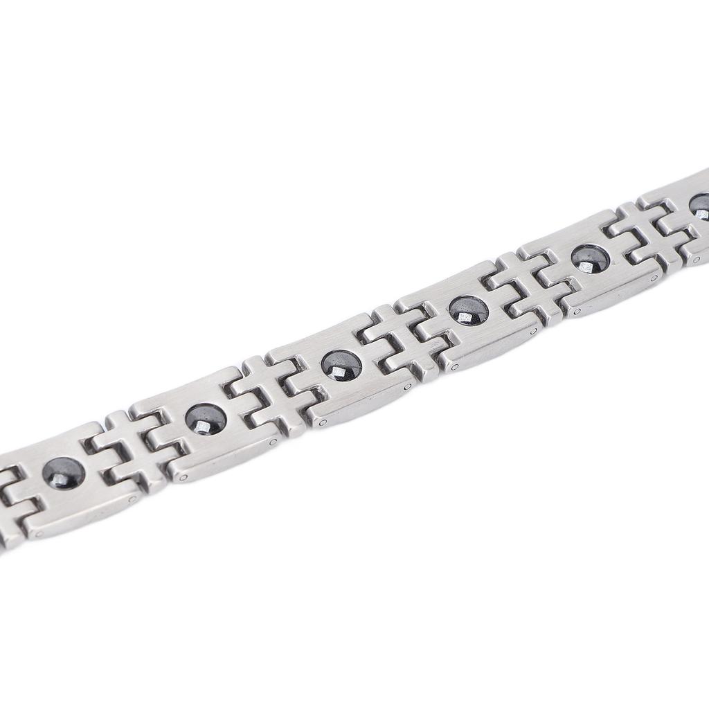 Men Magnetic Bracelet Fashionable Silver Titanium Steel Black Magnet Therapy Bracelets