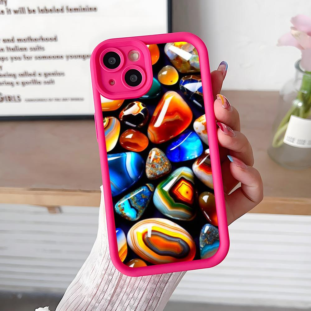 Aesthetic Stones Mobile Phone Case for iPhone 17 16 15 14 13 12 11 Air Pro Max Plus Thicken TPU Colorful Cover Luxury Cellphones