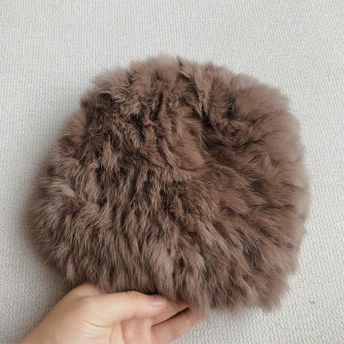 Rabbit Fur Hat Female Chuanxi White Fur Hat Fur Cold and Warm Plush Knitted Hat Cute Headgear Autumn and Winter