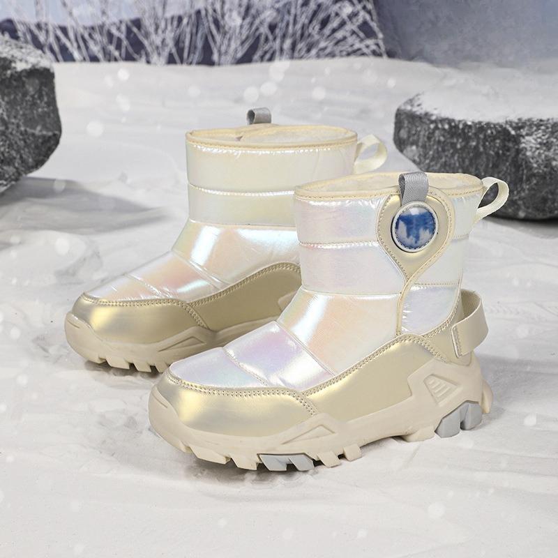 Children's Snow Boots with Thick Waterproof Design, Boys' Anti-slip Cotton Shoes, Girls' Cotton Boots