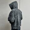 European and American autumn and winter retro loose trendy printed hooded zipper sweatshirt