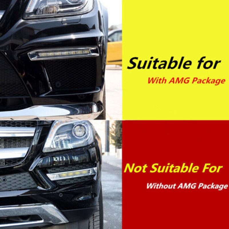 2Pcs Car Exterior Chrome Fog Lights Trim Molding A1668851774 A1668851874 for Mercedes-Benz X166 GL500 GL550 GL63 AMG 2013-2016