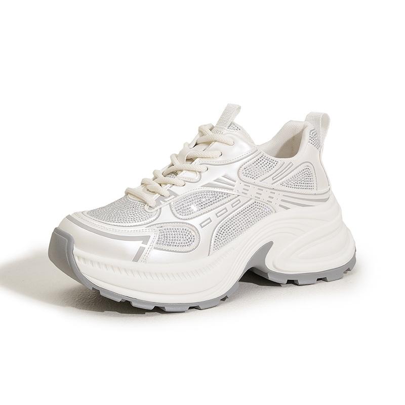 Silver Platform Dad Shoes Women's 2025 Spring New Height Increase Not Tired Feet Advanced Sense Casual Running Sports Shoes