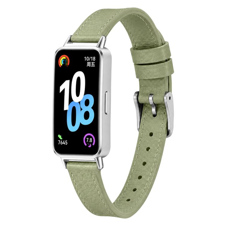 Litchi Texture Loop Buckle Vegan Leather Watch Band For Huawei Band 11 Pro / 11 Pro NFC / 11