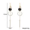 Black Round Hanging Earrings for Women Gold Color Link Tassel Earrings Bohemian Dangle Earrings Korean Fashion Ear Jewelry