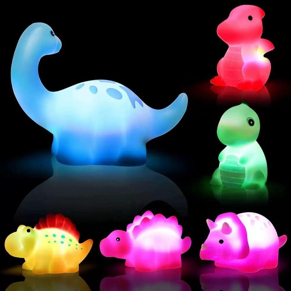 

Induction Dinosaur Bathtub Toys Glowing Dinosaur Light-Up Floating Toy Floating Bath Toys Children 6Pcs