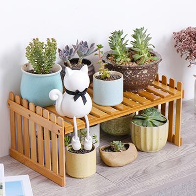 Desktop Office Multilayer Flower Rack, Living Room Floor Balcony Bamboo Shelves,Office Decorate Kitchen Storage Rack