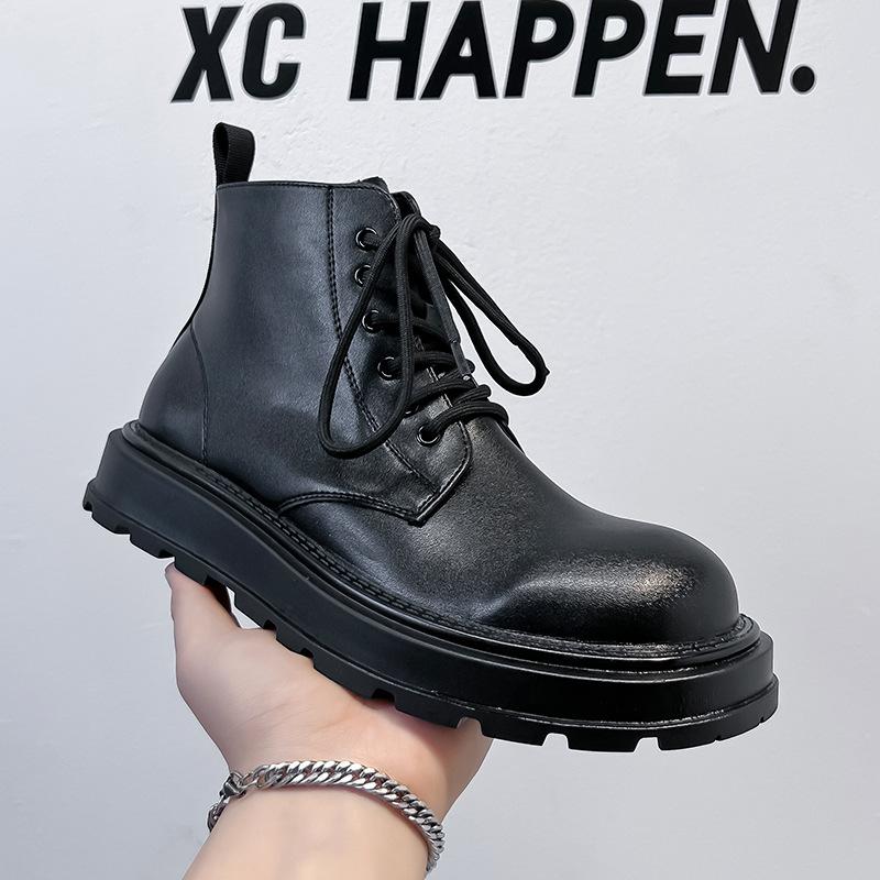 

Зимние ботинки Мартин мужские ретро высокие кожаные ботинки в британском стиле на платформе трендовые ботинки челси 22726-A 38 чёрный