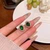 New Fashionable Elegant Temperament Green Zircon Earrings for Women Vintage Luxury Party Wedding Jewelry Gifts Daily Wear