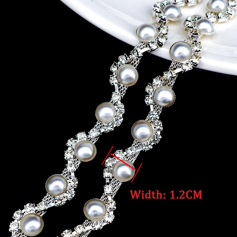 10Yards Rhinestone Chain Crystal Diamond Rhinestone Interval Pearl Chain Clothing Accessories DIY Wedding Party Decoration Gift