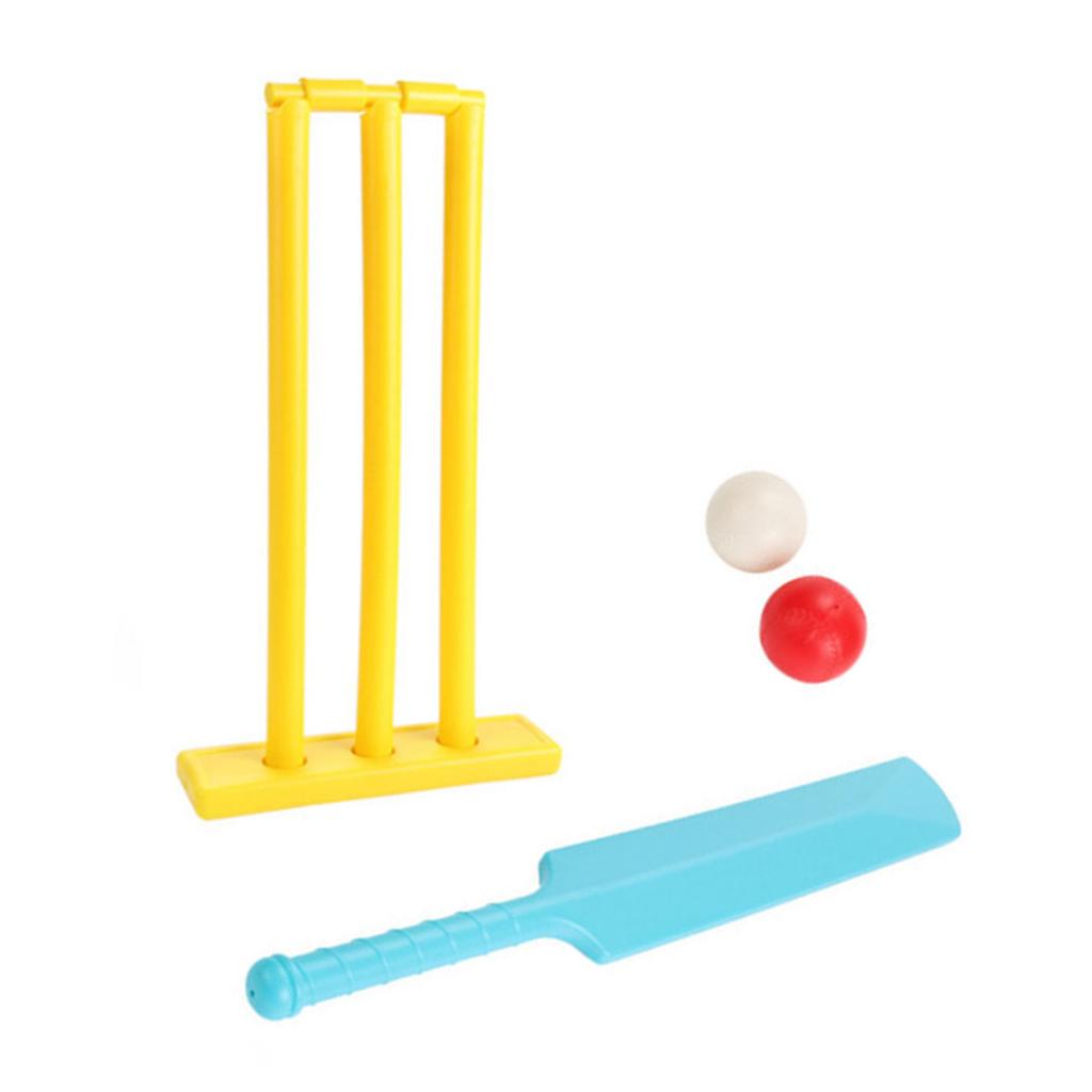 Kids Cricket Set Plastic Cricket Bat with 2 Balls and Stumps Backyard Sports Game Interactive Board Game Easy To Play