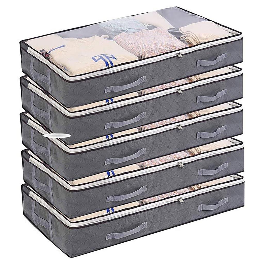 Foldable Under Bed Storage Bag Clothes Storage Bags with Clear Window & Handles Dustproof Clothes Bag for Home Storage