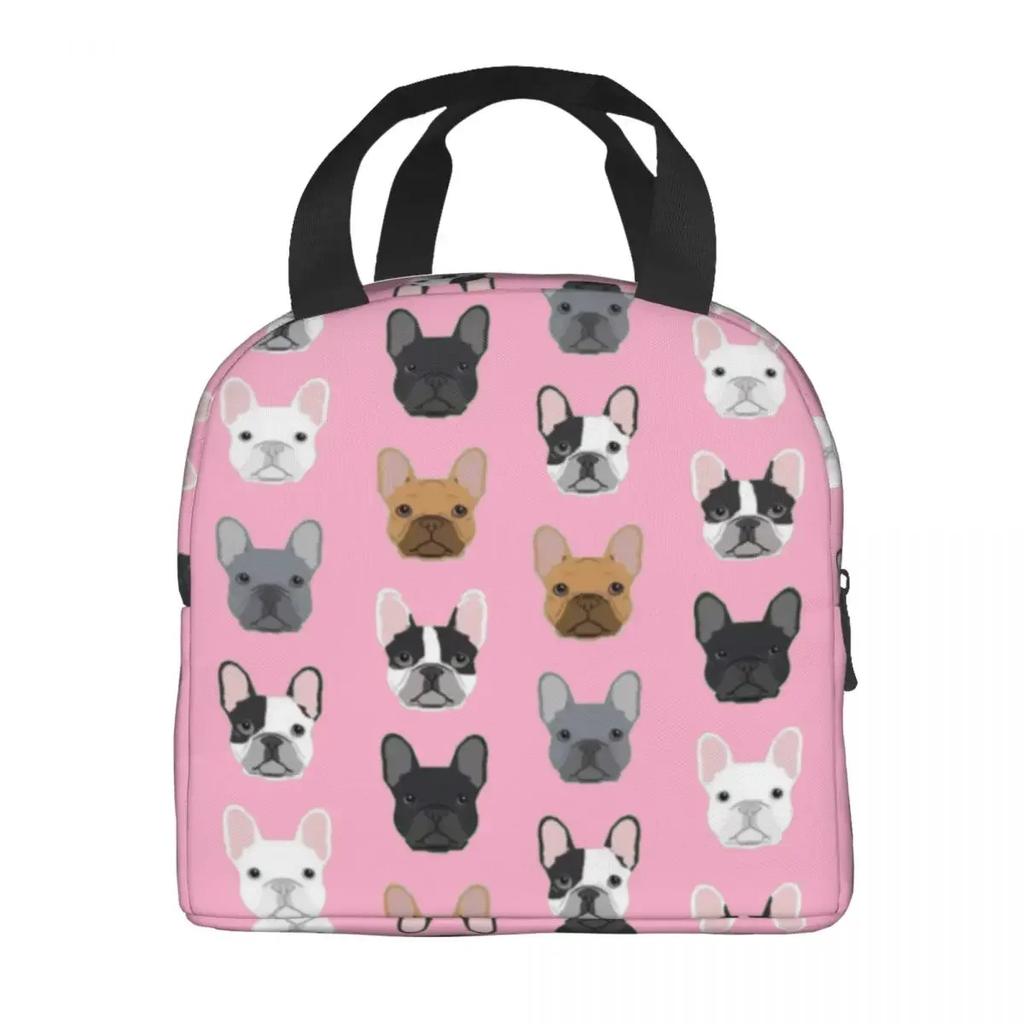 Französische Bulldogge Lunchboxen für Damen Wasserdicht Niedlicher Hund Thermokühltasche Lebensmittel Isoliert Lunchtasche Schule Kinder Schüler